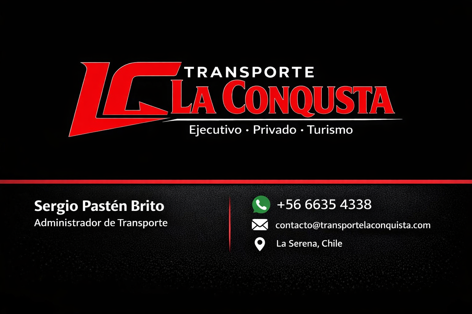 Tarjeta de presentación Transporte La Conquista